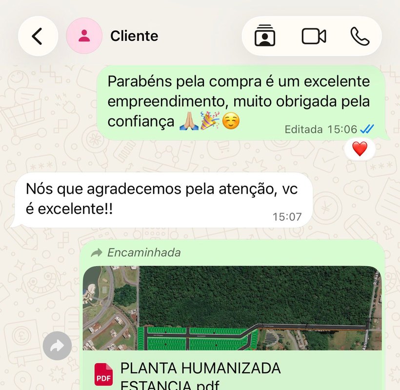 Conversa de WhatsApp: cliente agradece após fechar a compra do lote