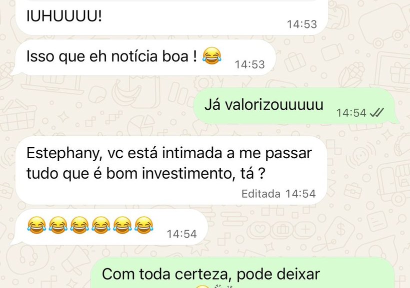 Conversa de WhatsApp: cliente comemora a valorização do lote
